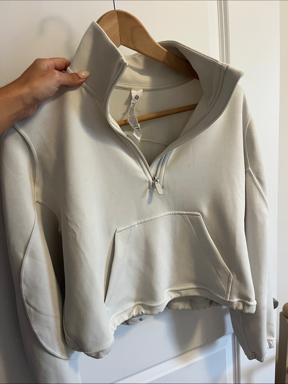 lululemon athletica Light Cream Softstreme Half-Zip Cropped Pullover